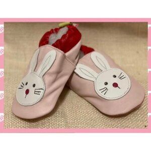 Pink Leather Baby Shoes Easter Bunny Rabbit Soft Sole 18-24m XL NEW Shooshoos